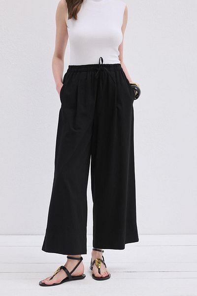 KADRİYE BAŞTÜRK Doren Linen Trousers Black
