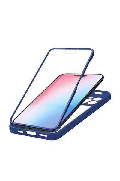 REDz Accessories Carcasă Full Armor 360, compatibilă cu iPhone 15 Pro, față-spate, protecție completă, albastru marin