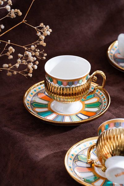 ACAR Pompei 6-Person Porcelain Coffee Cup Set