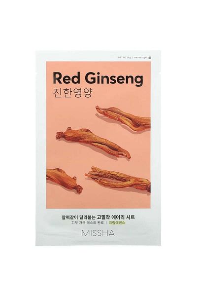 Missha Mască calmantă cu extract de ginseng Mască facială Airy Fit cu ginseng roșu, 19g