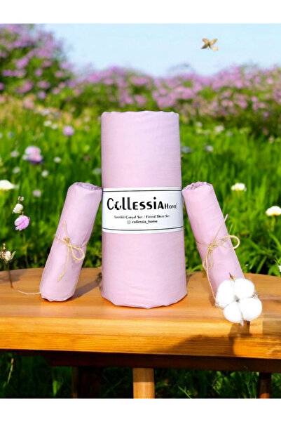 CollessiaHome Premium Bamboo Satin - Fitted Double Elastic Sheet Set, Pink