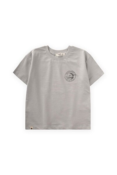 Cigit Astronaut Printed T-Shirt 2-10 Years Old Stone