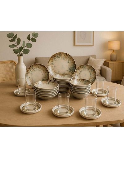 ozo 36-Pieces Luxury Turkish Porcelain Dinnerware – Complete Set for 6 Persons