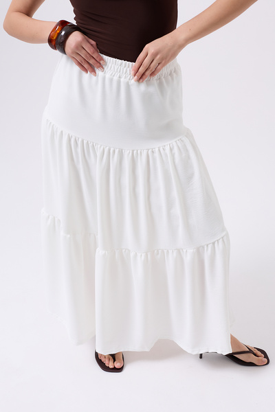 Clu Talia White Layered Maxi Skirt