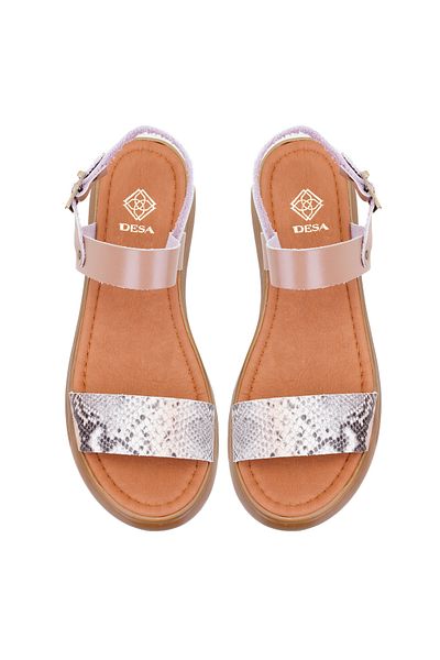 Desa Women's Powder Exotic Leather Sandals