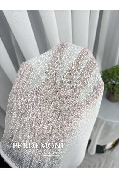 PERDEMONİ Nazende Desen Etek Kurşunlu Tül Perde, 1e3 Sık Pile, Yüksek Gramaj ...
