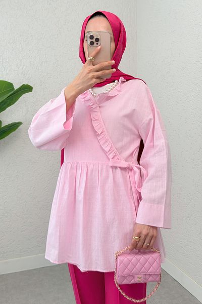 Salih Çelebi Side Tie Tunic 2151 - Pink