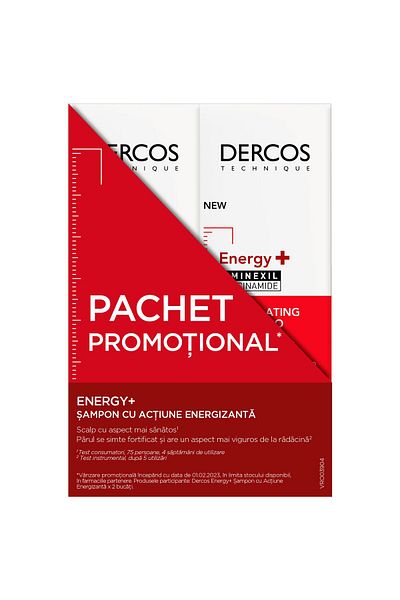 Vichy Pachet: 2 x Sampon anti-matreata Vichy Dercos Energizant
