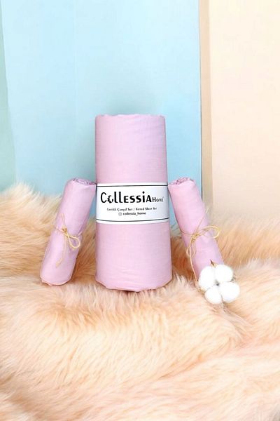 CollessiaHome طقم ملاءة سرير مطاطية مزدوجة من الخيزران المميز - وردي