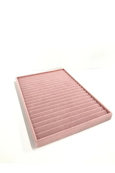 MeGass Dekor Domestic Production Madrid Model Suede Fabric Pink Color 34/24 Cm Stepped Drawer Ici Bracelet-necklace Stand