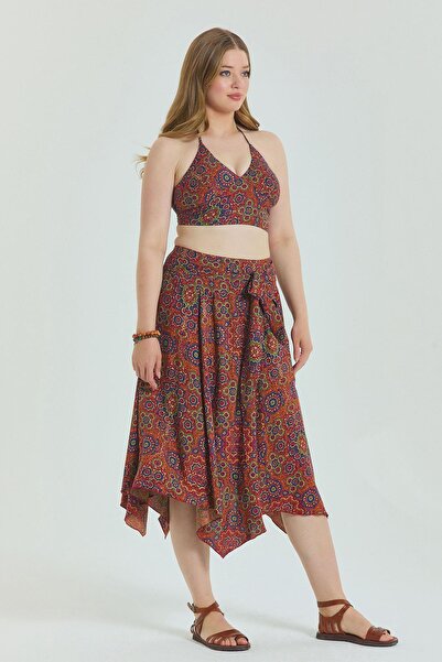 Los banditos Gipe Детально оздоблена спідниця великого розміру з поясом на талії