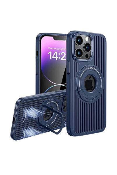 REDz Accessories Carcasă Cooler Ring, Magsafe, inel de susținere, compatibilă cu iPhone 15 Pro, decupaj cu logo, albastră