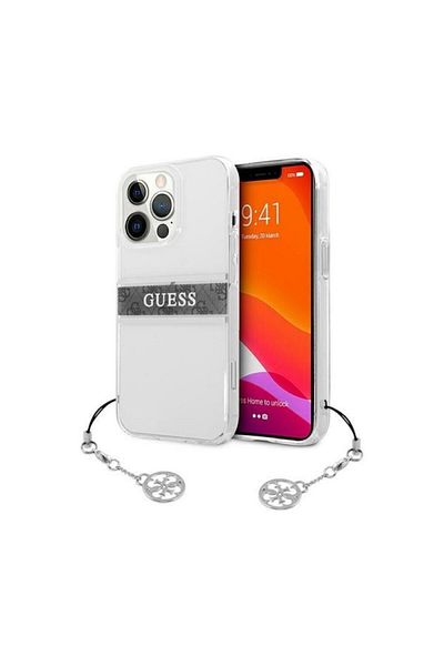 REDz Accessories Carcasă Guess Charms, compatibilă cu iPhone 13, silicon, transparentă