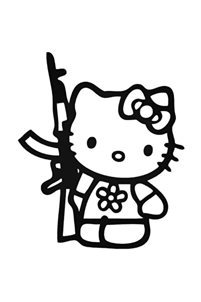 Genel Markalar Hello Kitty Oto Motor Laptop Duvar Folyo Sticker 20 X 22 Cm