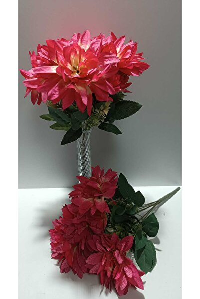 OSO HOME زهرة صناعية 1 باقة زهرة النجمة باللون الوردي 7 فروع ذات أوراق كثيفة ...