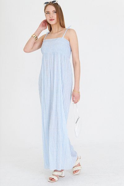 armonika Rochie lungă cu bretele albastre pentru femei, cu dantelă, cu elastic Gipe în piept ARM-25Y 001048