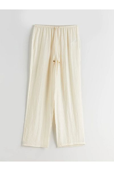 LC Waikiki Lcw Vision Beige Women's Elastic Waist Textured Trousers