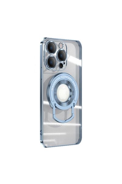 REDz Accessories Husă LuxRing Magsafe, suport inel, pentru iPhone 13 Pro Max, silicon transparent, albastru Sierra