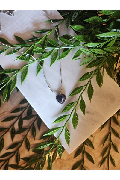 ALLEGRİA قلادة رائعة من الفضة بسلسلة رفيعة من الفولاذ واللؤلؤ الأسود على شكل قلب