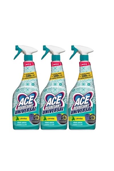 ACE Set 3x Solutie Spray Degresant Universal 650ml Lamaie, Parfum Floral, Distruge Calcarul.