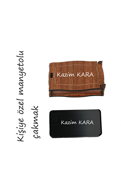 HASODİ Kişiye Özel Metal Manyetolu Çakmak Çift Renk Özel Ahşap Kutulu