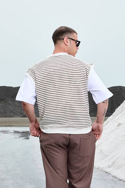 OKSHEN Men's Striped Oversize Sweater