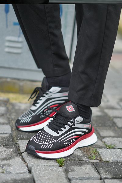 SOLAZER Pantofi pentru bărbați, negru și roșu - pantofi sport casual 33