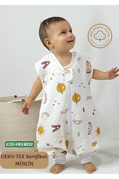 Las Vivas Kids Summer Muslin Sleeping Bag, 0.5 Tog Single Layer Children's Sleeping Bag, Rainbow Patterned Baby Unisex Sleeping Bag