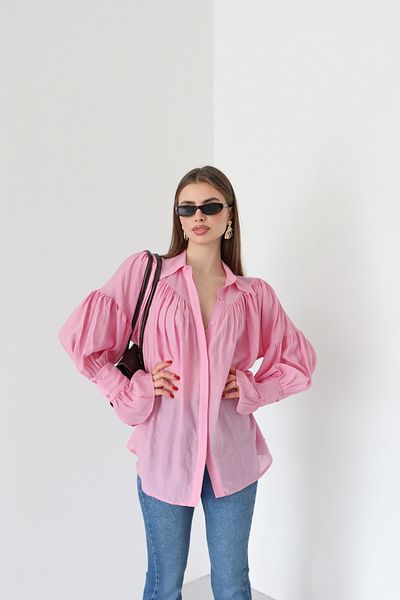 Laluvia Rosa Hemd mit gerafftem Design - 102116