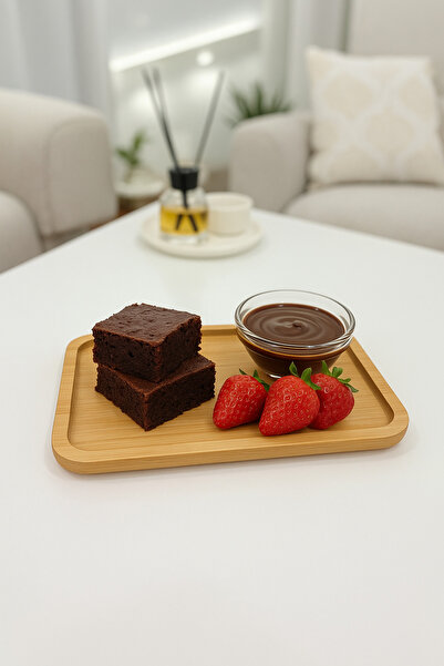 wellhome 4-Piece Bamboo Presentation Plate 25X13 cm | Natural Wood Serving Tray | Stylish Set for Kitchen and Presentation