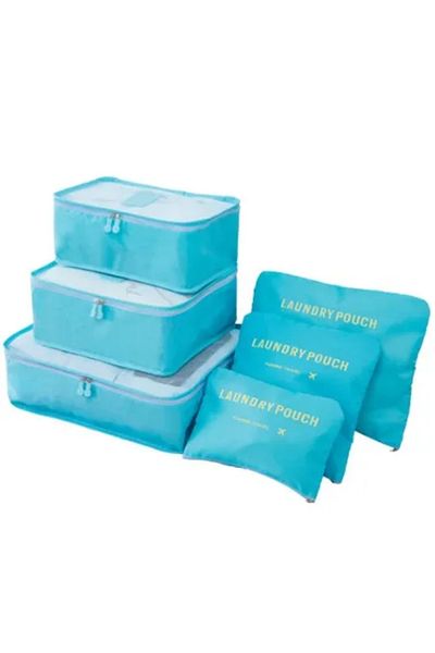 TECOS Luggage Organizer Made of 6 Pieces, Perfect for Trolley or Suitcase, Blue