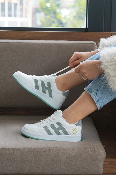 SOLAZER Pantofi de damă alb verde - pantofi sport casual 037