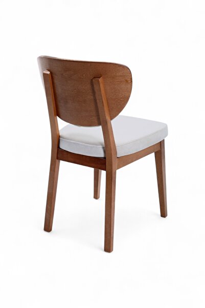 MYMASSA Boston Sandalye - Babyface Krem - Kahve Gürgen Iskelet - Salon Sandalyesi / Mutfak Sandalyesi