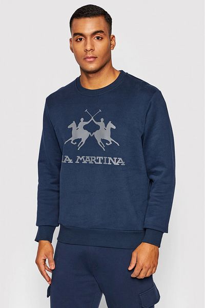 La Martina Bluza sport cu decolteu la baza gatului si imprimeu logo Albastru 4XL INTL