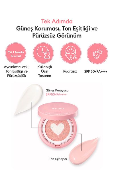 Missha Tone Equalizing Pink Base Sunscreen Cushion a'Pieu Pure Block Tone-Up Sun Cushion Spf50+Pa++++