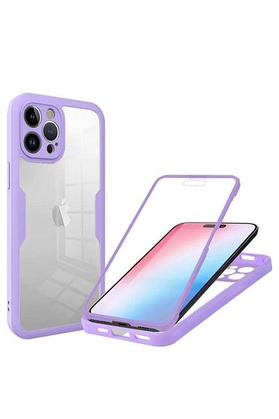 REDz Accessories Carcasă Full Armor 360, compatibilă cu iPhone 15 Pro, față-spate, protecție completă, liliac