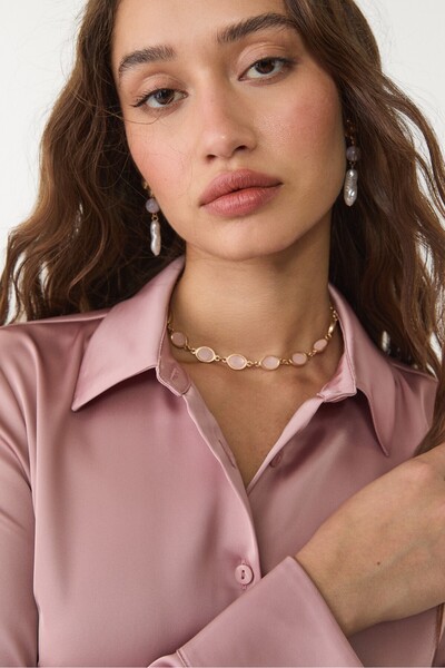 Stradivarius Fitted satin T-shirt