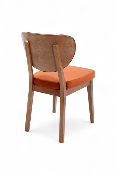 MYMASSA Boston Sandalye - Babyface Turuncu - Kahve Gürgen Iskelet - Salon Sandalyesi / Mutfak Sandalyesi