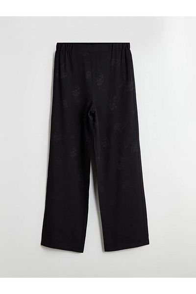 LC Waikiki Lcwaikiki classic black elastic waist floral wide leg women's pants