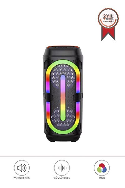 Torima GTS-2132 Siyah Mikrofonlu RGB Ledli Taşınabilir Bluetooth Hoparlör Par...