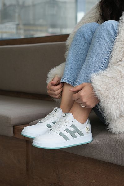 SOLAZER Pantofi de damă alb verde - pantofi sport casual 037