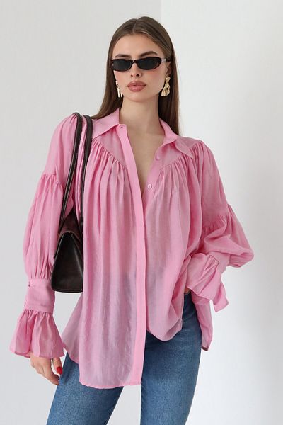 Laluvia Rosa Hemd mit gerafftem Design - 102116