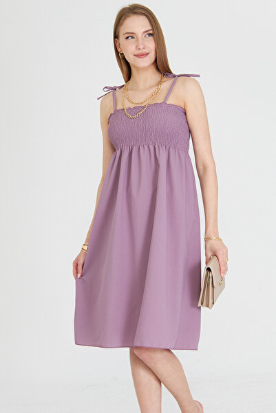 armonika Rochie mini cu bretele liliac pentru femei, cu dantelă la piept, ela...