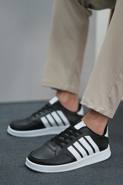 SOLAZER Pantofi sport pentru bărbați, negru, alb, pantofi sport casual Slz00049-e