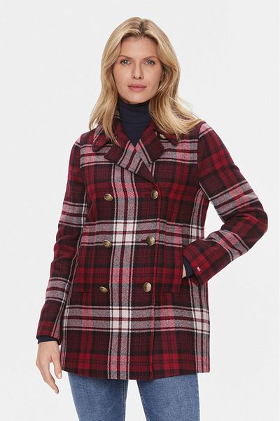 Tommy Hilfiger Palton Tommy Hilfiger cu doua randuri de nasturi si model in carouri Multicolor L INTL