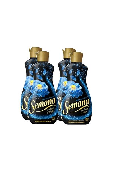 Semana Set of 4 Midnight Blue Fabric Softeners, Pineapple, Patchouli & Exotic Flowers Fragrance, 1.65 L