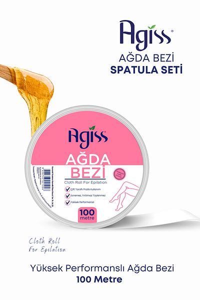 AGISS Set of 100 Meter Waxing Cloths and 100 Waxing Spatulas
