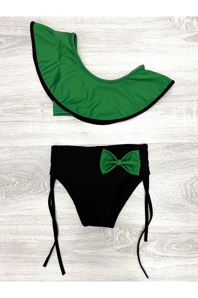 MODANINO Girl's 2-Piece Swimsuit Set (Lace-Up and Bow Bottom+Single Sleeve Top) Set 2-10 Years 12230