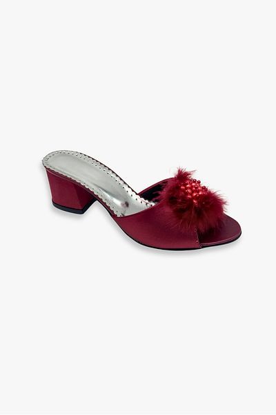 Lunoche Nightwear Women's Stylish Daily House Slippers with Feathers and Stones Dowry Slippers Ornate Birth Guest Bride Slippers