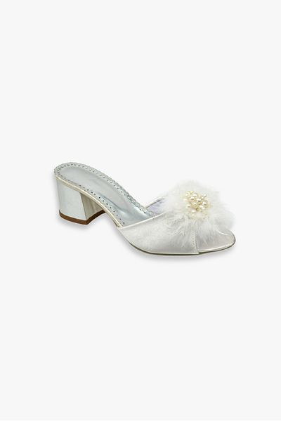 Lunoche Nightwear Women's Stylish Daily House Slippers with Feathers and Stones Dowry Slippers Ornate Birth Guest Bride Slippers